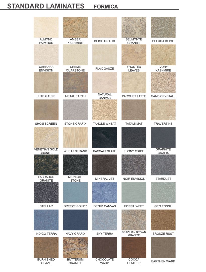 standard laminate finishes wilsonart laminate color chart